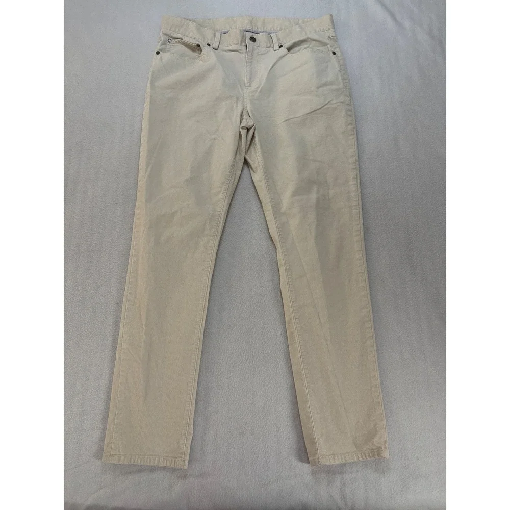Brooks Brothers Slim Fit Corduroy Pants Mens 36x32 Beige Cream 5-Pocket Cords